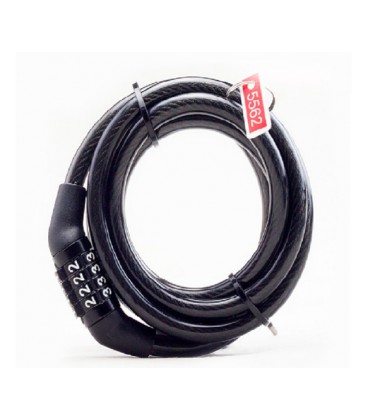 Замок велосипедный тросовый кодовый Dead Fly Lock 532, длина 6*1000мм, АBS/стальная проволока, Black