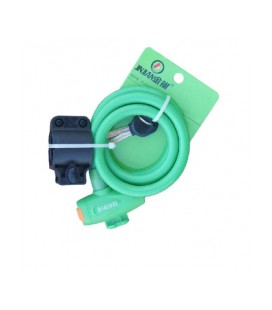 Замок велосипедный тросовый на ключе Golden Mace Lock 588, длина 12*1200мм, с подставкой, PVC/сталь, Green
