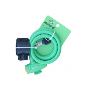 Замок велосипедный тросовый на ключе Golden Mace Lock 588, длина 12*1200мм, с подставкой, PVC/сталь, Green
