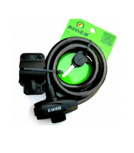 Замок велосипедный тросовый на ключе Golden Mace Lock 588, длина 12*1200мм, с подставкой, PVC/сталь, Black