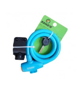 Замок велосипедный тросовый на ключе Golden Mace Lock 588, длина 12*1200мм, с подставкой, PVC/сталь, Blue