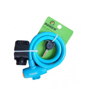 Замок велосипедный тросовый на ключе Golden Mace Lock 588, длина 12*1200мм, с подставкой, PVC/сталь, Blue
