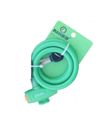 Замок велосипедный тросовый на ключе Golden Mace Lock 588, длина 12*1200мм, PVC/сталь, Green