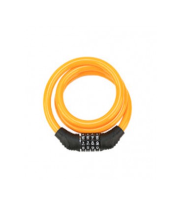 Замок велосипедный тросовый кодовый Smja-115, длина 10*1150мм, АBS/стальная проволока, Orange
