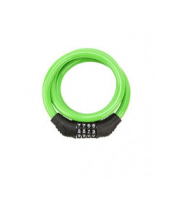 Замок велосипедный тросовый кодовый Smja-115, длина 10*1150мм, АBS/стальная проволока, Green