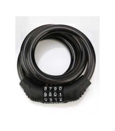 Замок велосипедный тросовый кодовый Smja-115, длина 10*1150мм, АBS/стальная проволока, Black