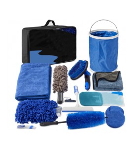 Набор для ухода за автомобилем, 12 предметов (перчатки, губка, 2- круги д/п, 2-щетки, 2-микрофибра, 2-скребки, ведро. чехол )