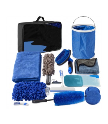 Набор для ухода за автомобилем, 12 предметов (перчатки, губка, 2- круги д/п, 2-щетки, 2-микрофибра, 2-скребки, ведро. чехол )