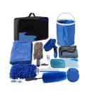 Набор для ухода за автомобилем, 12 предметов (перчатки, губка, 2- круги д/п, 2-щетки, 2-микрофибра, 2-скребки, ведро. чехол )