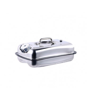 Канистра Merlion ML201-3L, горизонтальная из нержавеющей стали + гибкая лейка, 3л, 290х180х110мм, 0.8 кг, Silver