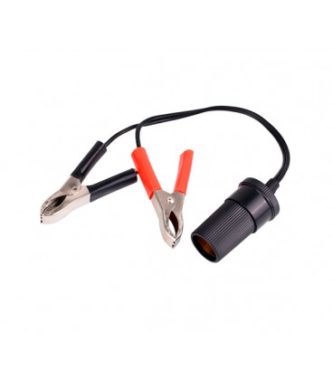 Адаптер переходник с аккумулятора(крокодилы) на прикуриватель, 12V, 30см, черный