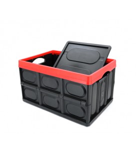 Органайзер пластиковый с крышкой в багажник автомобиля, 520x360х290mm, 56л, Black