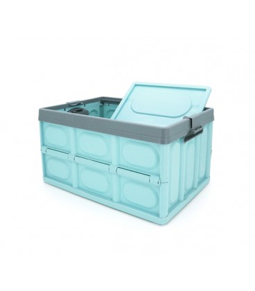 Органайзер пластиковый с крышкой в багажник автомобиля, 530x350х295mm, Blue