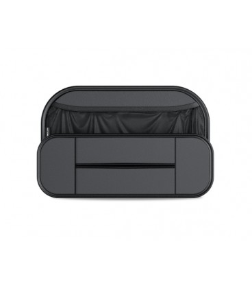 Автоорганайзер CABULE на спинку сидения. 4 отделения. Крепление на подголовник ремнями. Материал кожа+сплав. 36x8х24см. Черный