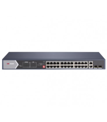 24-портовый неуправляемый Hi-PoE коммутатор Hikvision DS-3E0528HP-E, 20×1000 Мбит/с POE+ (4 Hi-PoE) + 2×1000 Мбит/с SFP