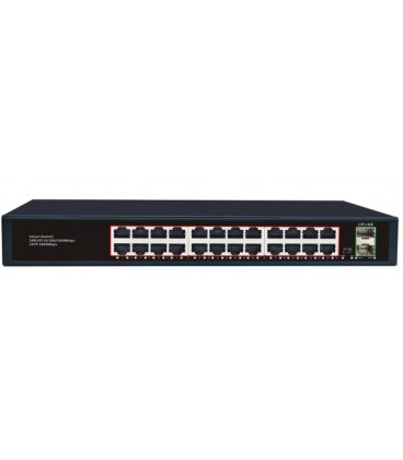 Коммутатор Merlion MG1024S 24 портов RJ45 Ethernet + 2 SFP 10/100/1000 Мбит/сек. металл AC220V.
