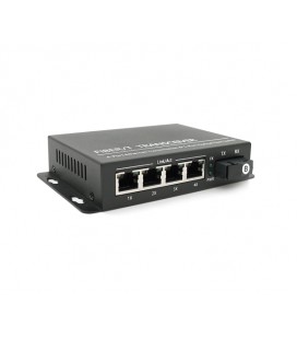 4х портовый медиаконвертор ONV-0110S-SCX-S4-B, 4*100М RJ45 + 1*SC порт ( single mode single fiber,1310/1550nm, 20km )