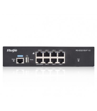 Многофункциональный маршрутизатор Ruijie RG-EG2100-P, 8x1000 Мбит/с Ethernet, 2x WAN порты, 7 портов PoE/POE+, 200×200x43.6 мм