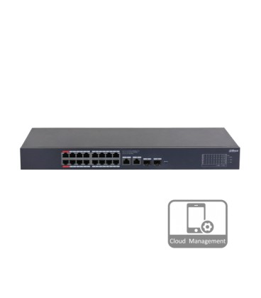 16-портовый гигабитный управляемый PoE коммутатор DH-CS4220-16GT-190 с 16/POE 100Мбит + 2/UP-Link 1000Мбит + 2/SFP 1000Мбит, 440