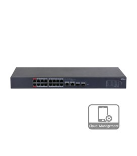 16-портовый управляемый PoE коммутатор DH-CS4218-16ET-190 с 16 портами POE 100Мбит + 2/UP-Link 1000Мбит + 2/SFP 1000Мбит, 190Вт,