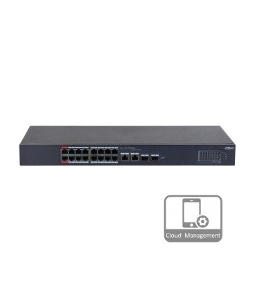 16-портовый управляемый PoE коммутатор DH-CS4218-16ET-190 с 16 портами POE 100Мбит + 2/UP-Link 1000Мбит + 2/SFP 1000Мбит, 190Вт,