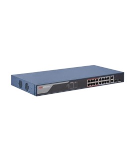 16 портов управляемый POE коммутатор Hikvision DS-3E1318P-EI(B) , 16x (100Мбит/с)PoE + 2xBase-T(1000Мбит/с) +2xSFP(1000Мбит/с)