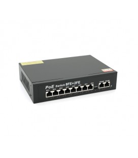 Коммутатор POE 48V с 8 портами POE + 2 порта Ethernet (UP-Link) 100Мбит, c усилением сигнала до 250метров, БП встроенный 1,7 кг 