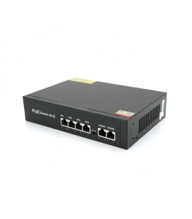 Коммутатор POE 48V с 4 портами POE 100Мбит + 2 порт Ethernet (UP-Link) 100Мбит, корпус – металл, Black, БП вcтроенный, Q20