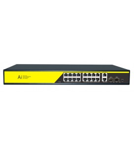 POE коммутатор гигабитный Merlion 16 POE + 2 RJ45 + 2 SFP 10/100/1000 встроенный блок питания 52V 4.8A
