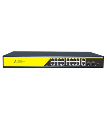 POE коммутатор гигабитный Merlion 16 POE + 2 RJ45 + 2 SFP 10/100/1000 встроенный блок питания 52V 4.8A