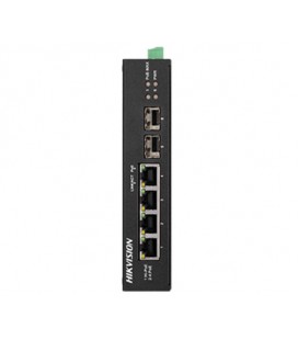 4-портовый неуправляемый POE коммутатор Hikvision DS-3T0506HP-E/HS, 4×1000 Мбит/с RJ45 (1 Hi-PoE) + 2×1000 Мбит/с SFP