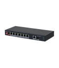 10-портовый неуправляемый коммутатор DH-PFS3110-8ET1GT1GF-96 с 8 портами POE 100Мбит + 1 порт UP-Link 1000Мбит + 1 порт SFP, кор