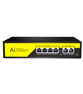 POE коммутатор гигабитный Merlion 4 POE 10/100/1000 + 2 RJ45 10/100/1000 встроенный блок питания 52V 1.25A