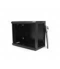 Шкаф Merlion 9U, 600*350*500 (Ш*Г*В) мм закаленное стекло, черный, сталь 1,2мм, с замком (в разобраном виде!!!), Black