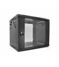 Шкаф Merlion 9U, 600*450*500 (Ш*Г*В) мм закаленное стекло, черный, сталь 1,2мм с замком (в разобраном виде!!!)
