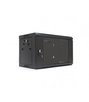 Шкаф Merlion 6U, 600*350*367 (Ш*Г*В) мм закаленное стекло, черный, сталь 1,2мм, с замком (в разобраном виде!!!), Black