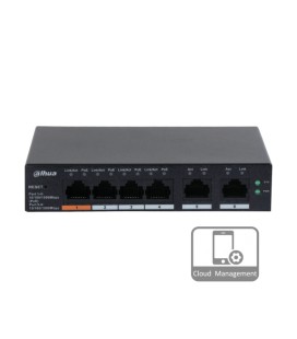 4-портовый гигабитный управляемый PoE коммутатор DH-CS4006-4GT-60 с 4 портами POE 1000Мбит + 2 порта UP-Link 1000Мбит,130x90x26 
