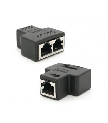 Разветвитель RJ45 8P8C мама/2 Х мама RJ45 для разветвления кабеля, экранированный, черный, Q100