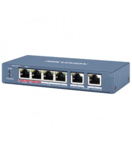 4-портовый неуправляемый POE коммутатор Hikvision DS-3E0106HP-E , 4×100 Мбит/с RJ45 (1 Hi-PoE) + 2×100 Мбит/с