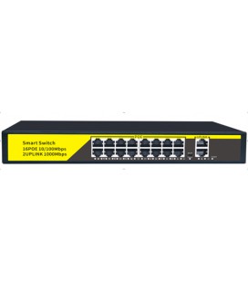 POE коммутатор Merlion Mini 16 POE 10/100 + 2 RJ45 10/100/1000+ встроенный блок питания 52V 3.85A
