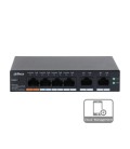 4-портовый управляемый PoE коммутатор DH-CS4006-4ET-60 с 4 портами POE 100Мбит + 2 порта UP-Link 1000Мбит, 130x90x26 мм