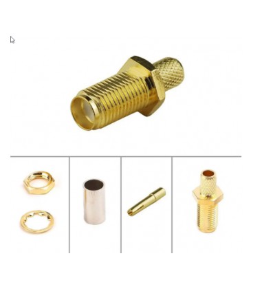 Разъем SMA Female под обжим на кабель RG58/RG142/RG223 LMR195/3D-FB/LMR200/SYV50-3 цена за 1 шт