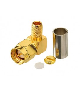 Разъем угловой SMA Male под обжим на кабель RG58/RG142/RG223/LMR195/LMR200/3D-FB/SYV50-3 цена за 1 шт