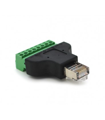 Клеммная колодка 8-разрядная + RJ45 8P8С папа, экранированная