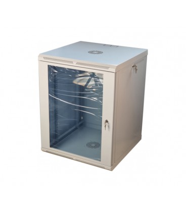 Шкаф телекоммуникационный 19' VAGO 15U, настенный, двери акрил, серый, (775х600х600)