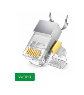 Коннектор VEGGIEG V-E010 RJ-45 8P8C, Экранированный двухкомпонентный разъем, CAT7, 10Gigabit, Q100