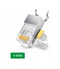 Коннектор VEGGIEG V-E010 RJ-45 8P8C, Экранированный двухкомпонентный разъем, CAT7, 10Gigabit, Q100