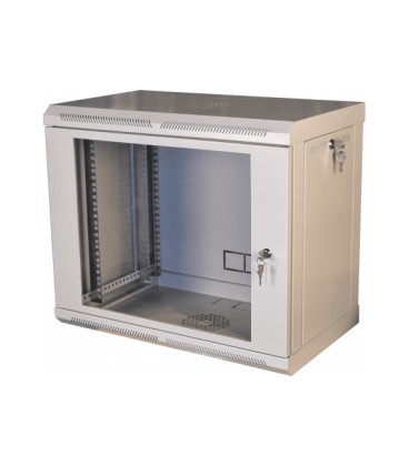 Шкаф телекоммуникационный 19' VAGO 9U, настенный, двери акрил , серый, (505х600х350)