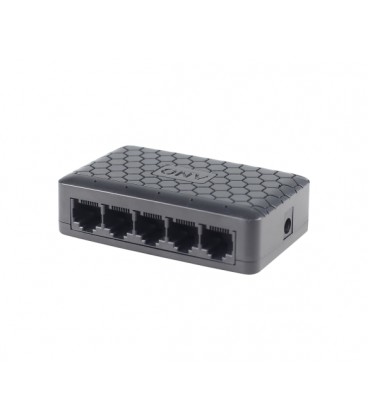 5ти портовый Ethernet коммутатор ONV-H1005ES в черном корпусе, 5*100Мб портов, 5В 1Ач, 87.7×55×23.9 мм
