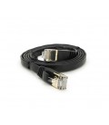 Патч-корд литой плоский WEEPDA, UTP, RJ45, Cat.7, 1m, Cu, черный